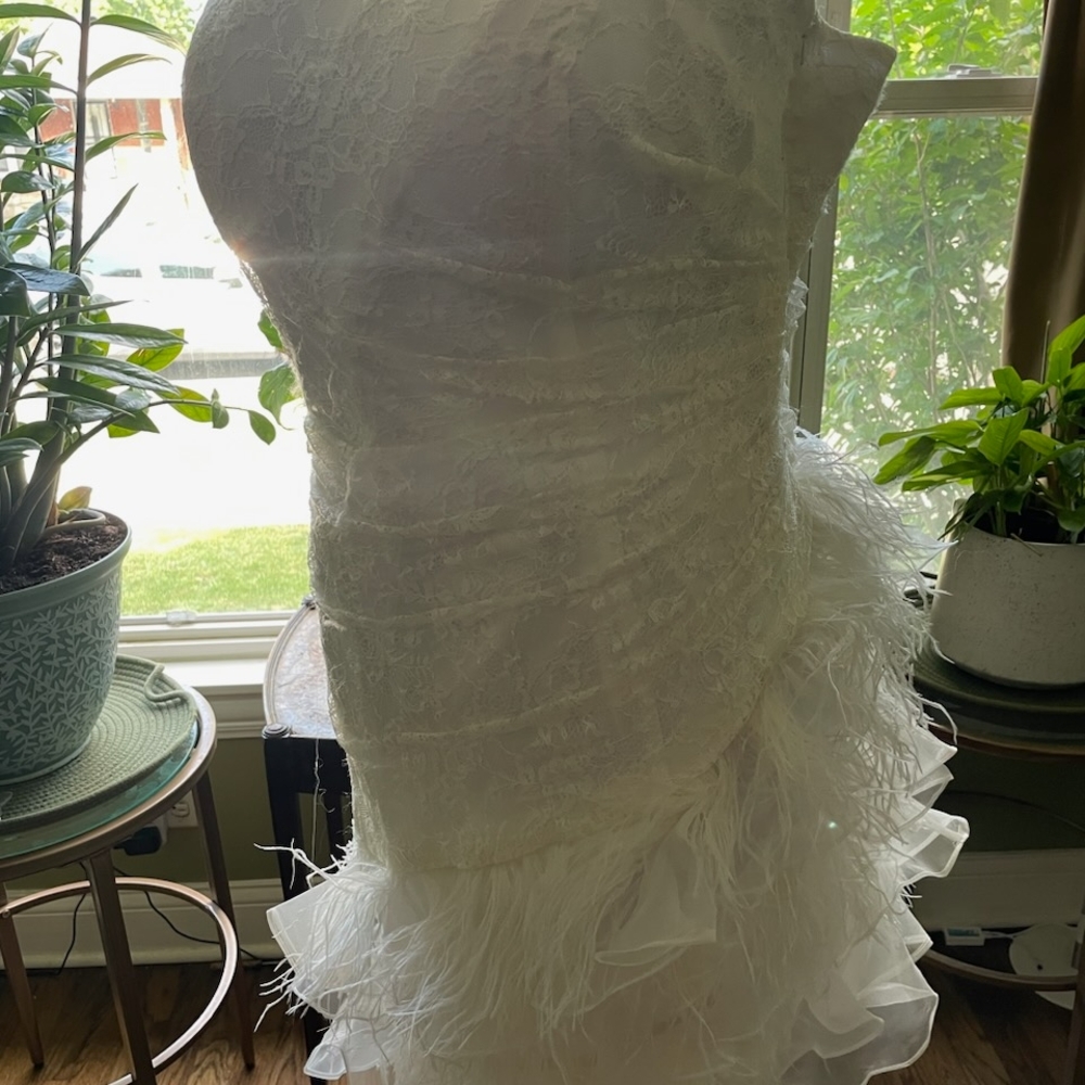 Elegant Strapless White Lace Wedding Dress Plus Size - Picture 2 of 16